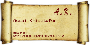 Acsai Krisztofer névjegykártya